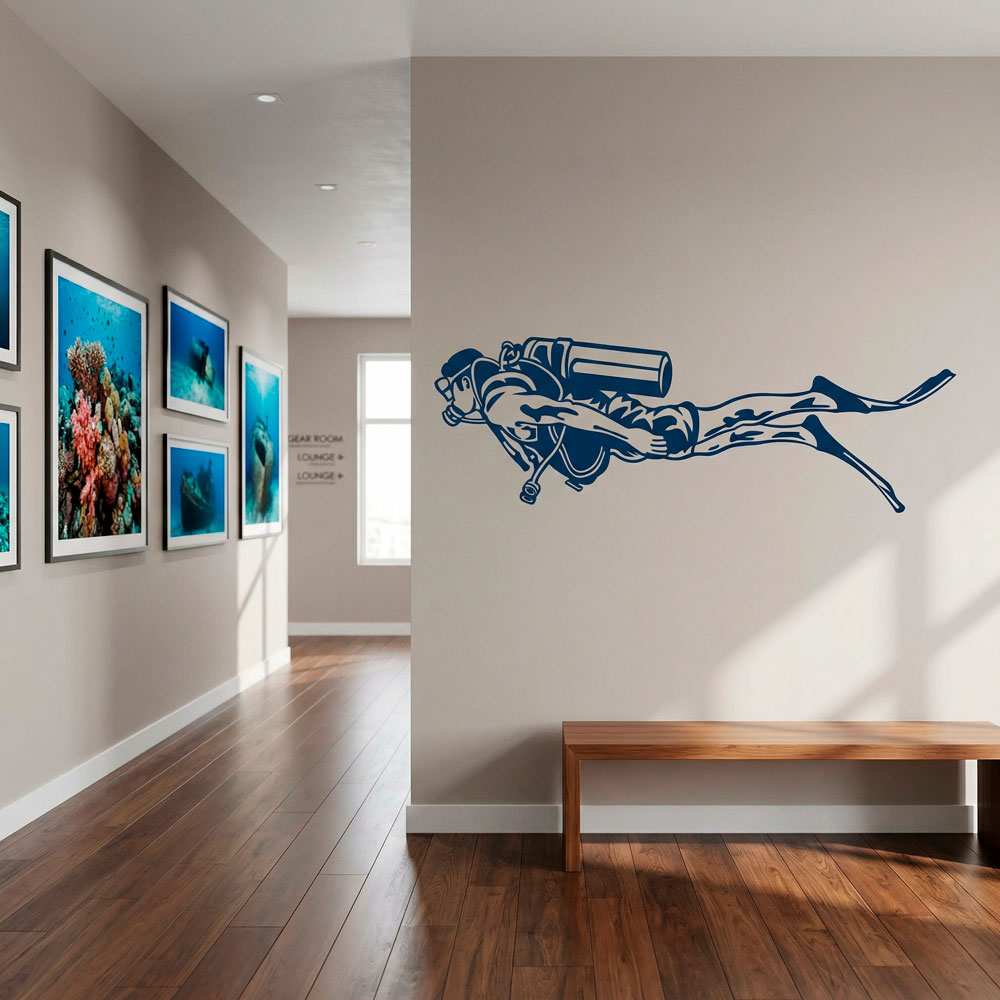 Vinilos Decorativos: Buceador con Equipo Completo