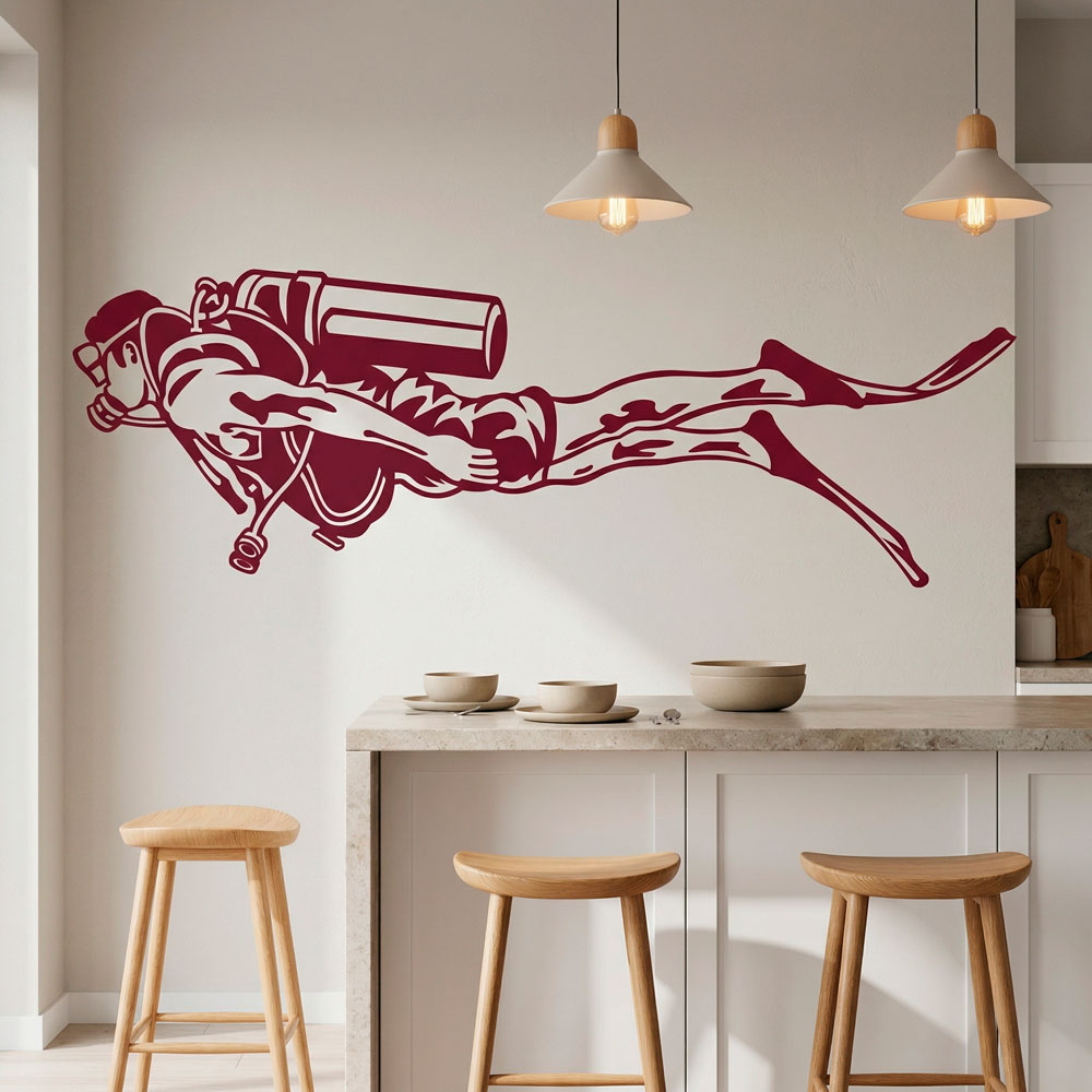 Vinilos Decorativos: Buceador con Equipo Completo