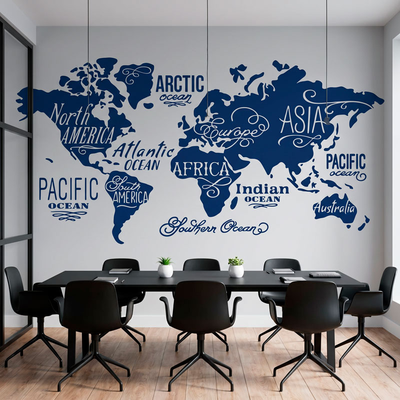 Mapa Mundi Oc&eacute;anos y Continentes en ingl&eacute;s 6/10