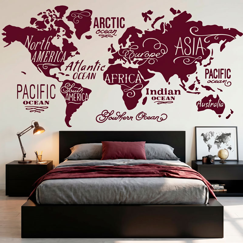 Mapa Mundi Oc&eacute;anos y Continentes en ingl&eacute;s 7/10