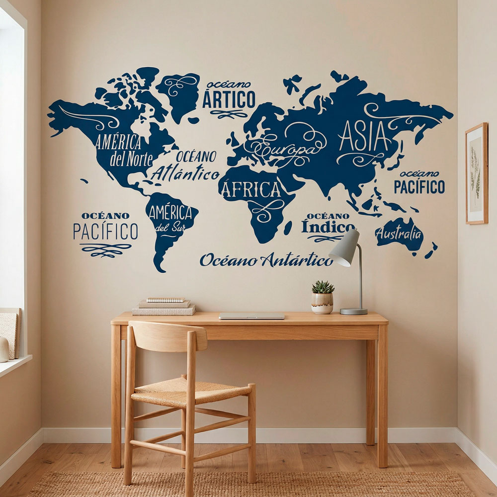 Mapa Mundi Oc&eacute;anos y Continentes en espa&ntilde;ol 18
