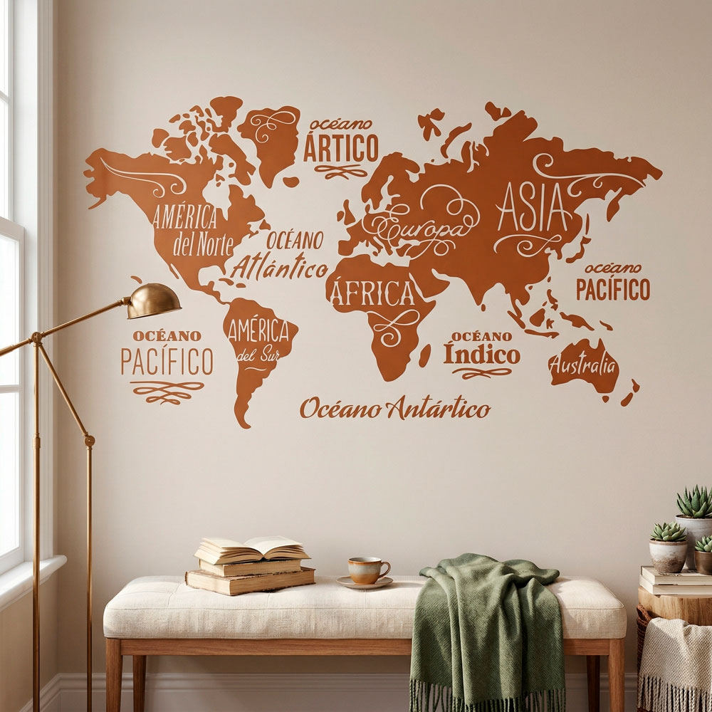 Mapa Mundi Oc&eacute;anos y Continentes en espa&ntilde;ol 9