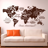 Vinilos Decorativos: Mapa Mundi Océanos y Continentes en francés 4