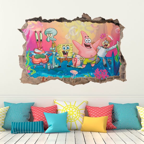 Vinilos Infantiles: Agujero Bob Esponja y sus amigos