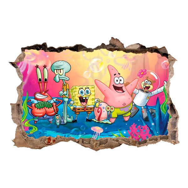 Vinilos Decorativos: Agujero Bob Esponja y sus amigos