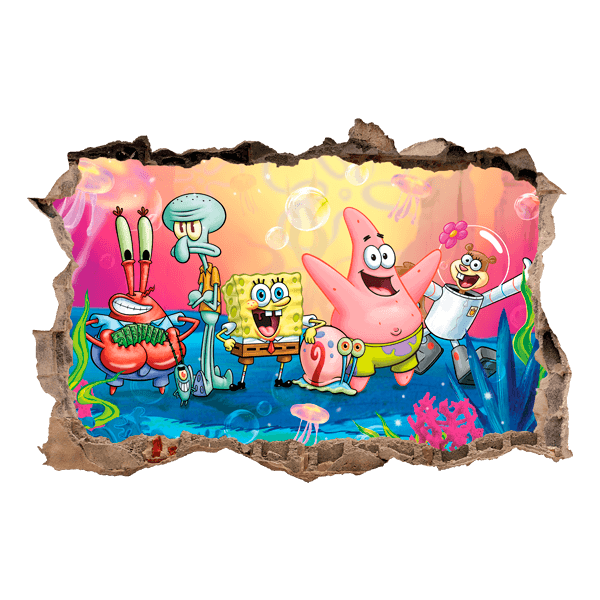 Vinilos Infantiles: Agujero Bob Esponja y sus amigos