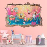 Vinilos Decorativos: Agujero Bob Esponja y sus amigos 3