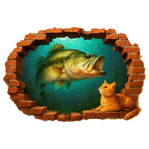 Vinilos Decorativos: Agujero Pez y Gato