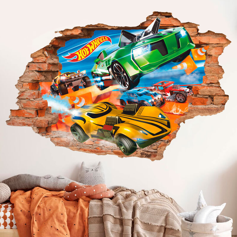 Vinilos Infantiles: Agujero de pared Hot Wheels