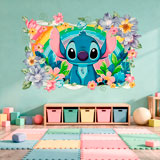 Vinilos Infantiles: Stitch Rainbow Floral 3