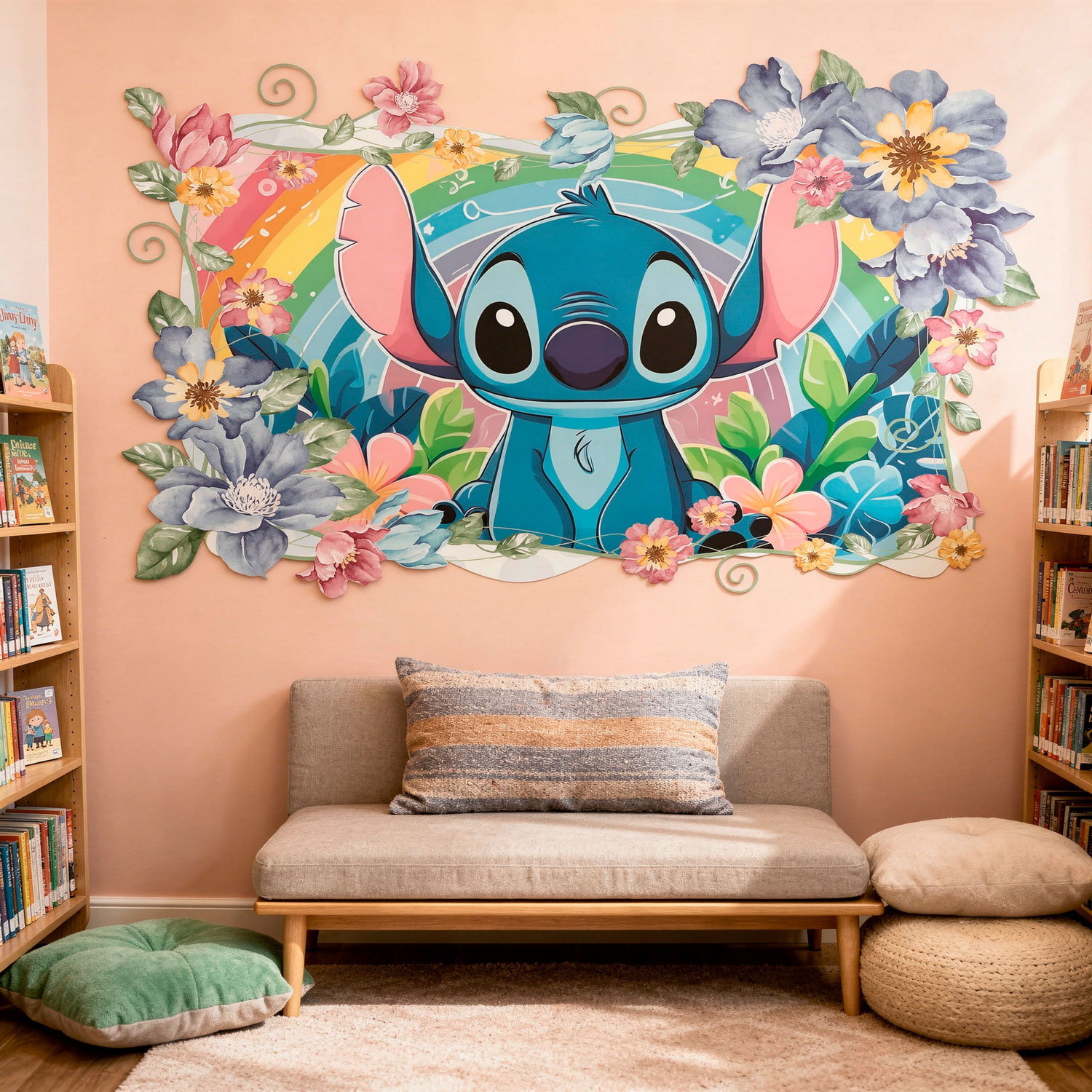 Vinilos Infantiles: Stitch Rainbow Floral