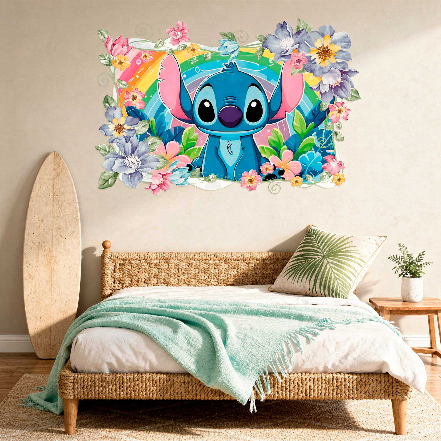 Vinilos Infantiles: Stitch Rainbow Floral