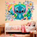 Vinilos Infantiles: Stitch Rainbow Floral 5