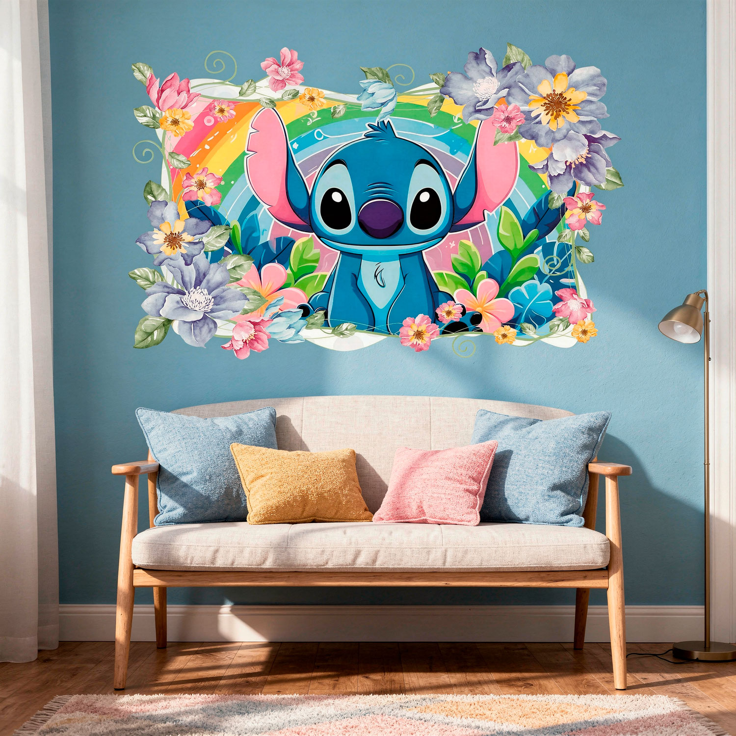 Vinilos Infantiles: Stitch Rainbow Floral
