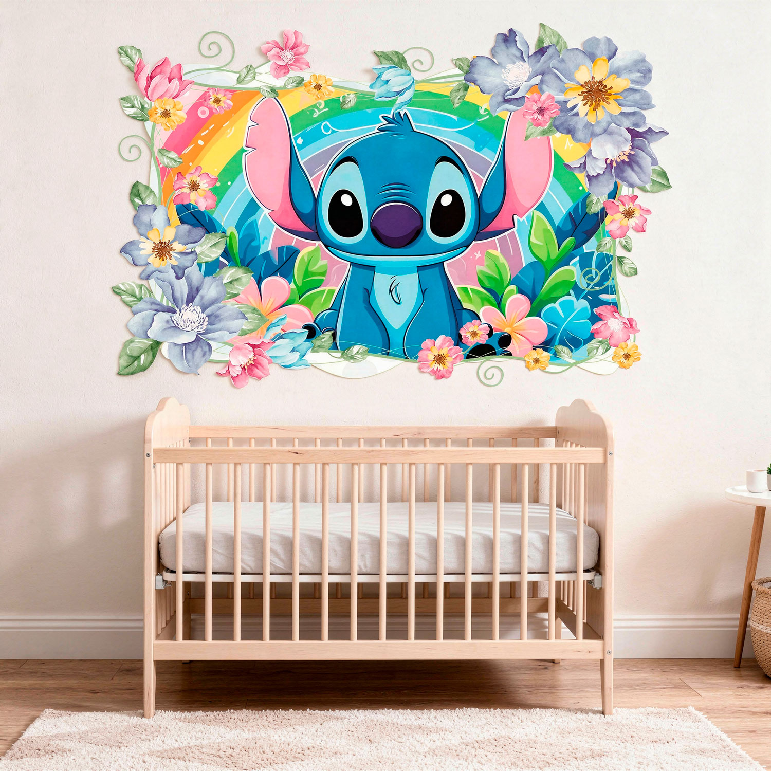 Vinilos Infantiles: Stitch Rainbow Floral