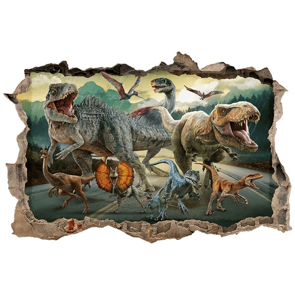 Vinilos Infantiles: Agujero de Pared Dinosaurios Jurassic World