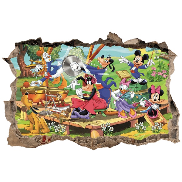 Vinilos Infantiles: Agujero de pared Amigos de Mickey en picnic