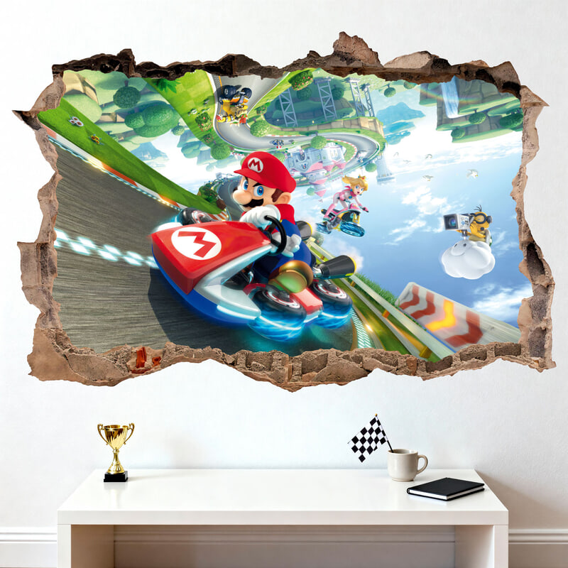 Vinilos Infantiles: Agujero de pared Mario Kart
