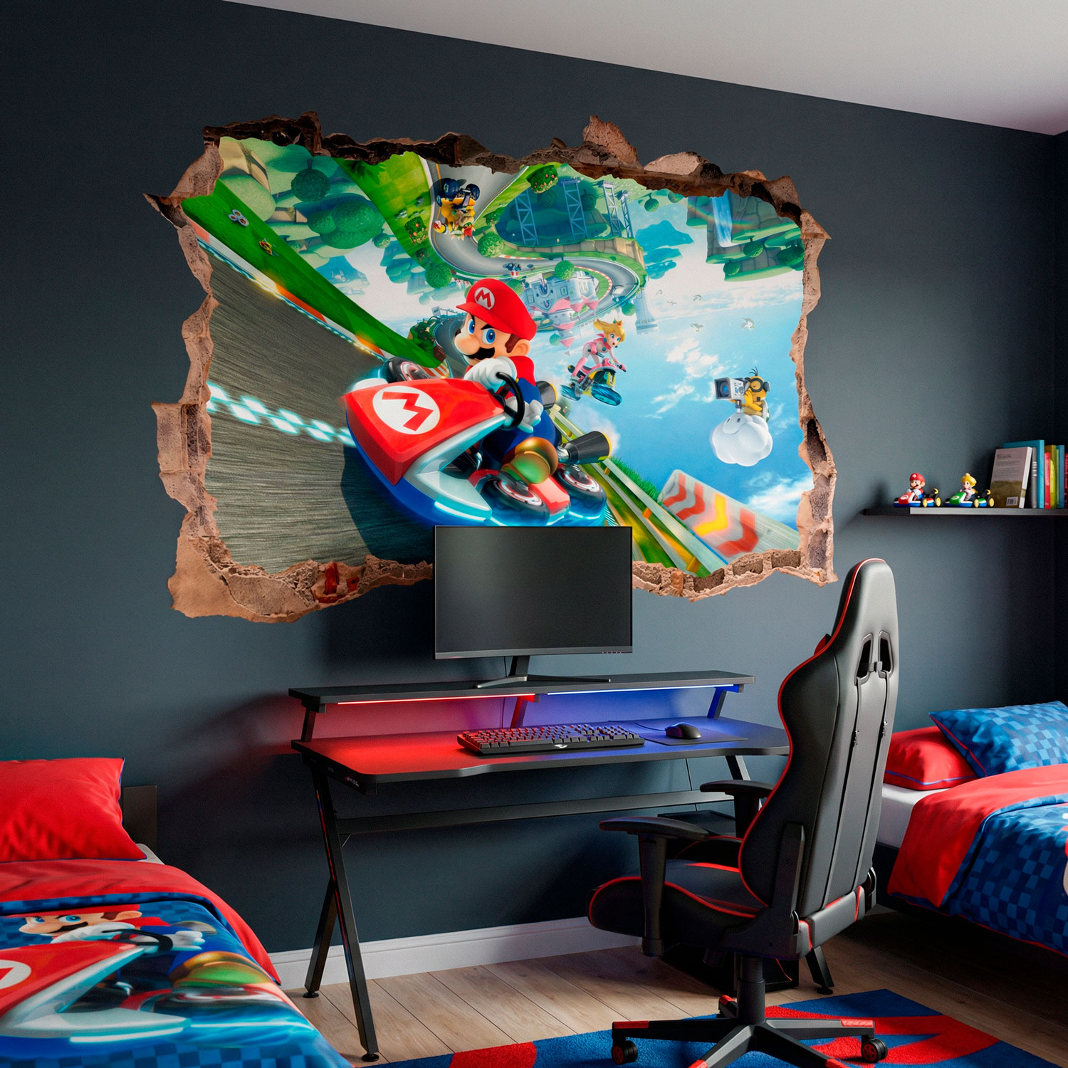 Vinilos Infantiles: Agujero de pared Mario Kart