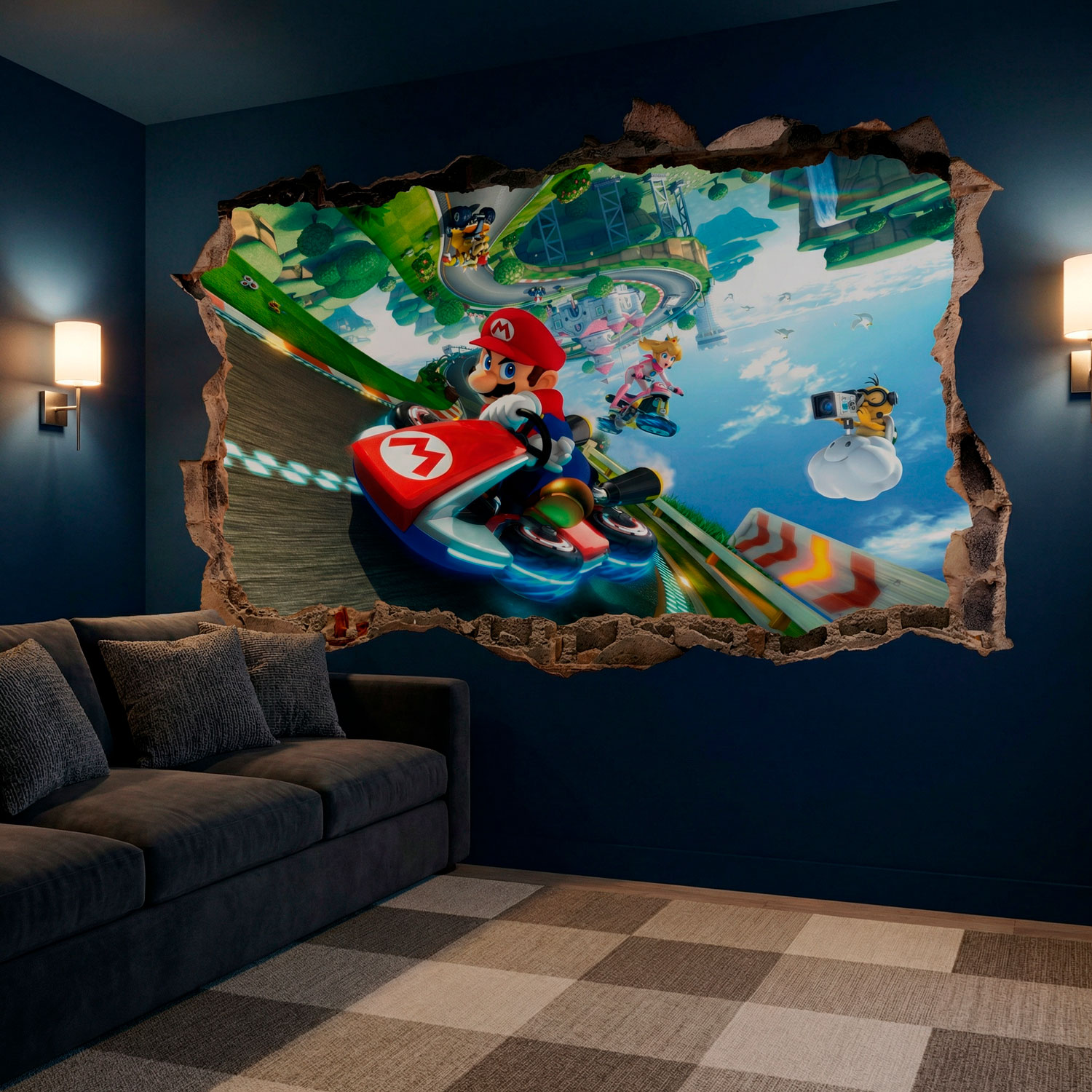 Vinilos Infantiles: Agujero de pared Mario Kart
