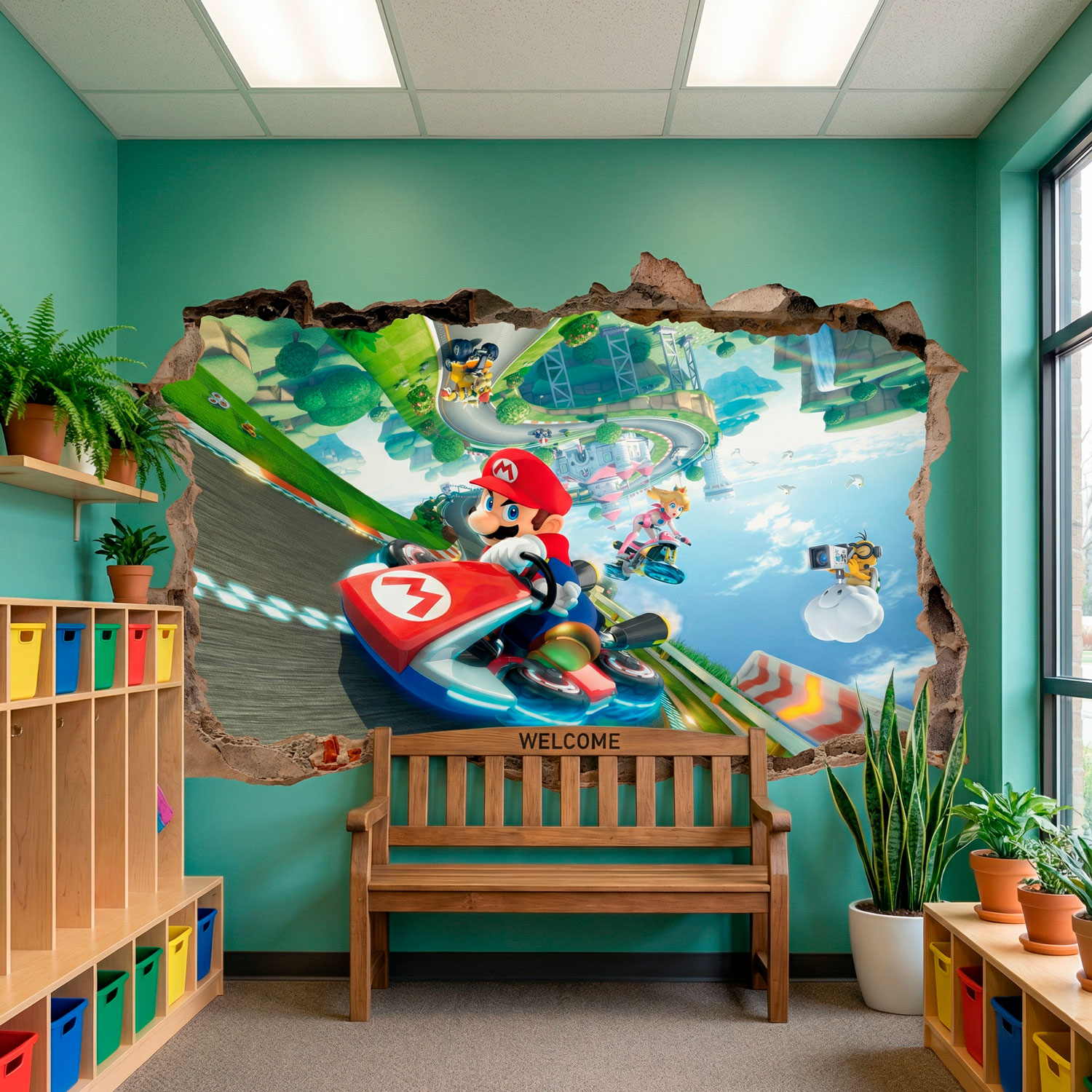 Vinilos Infantiles: Agujero de pared Mario Kart