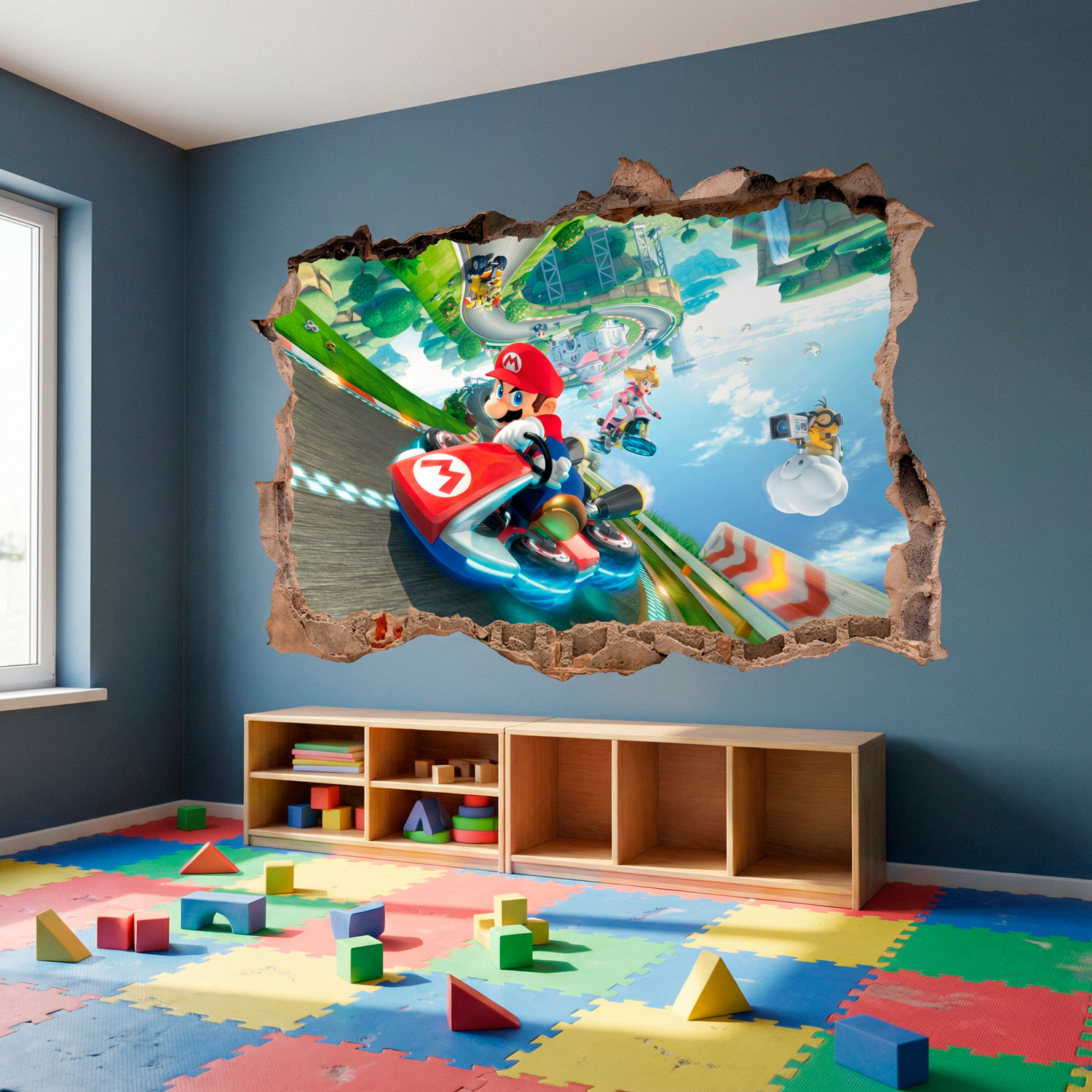 Vinilos Infantiles: Agujero de pared Mario Kart