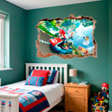 Vinilos Infantiles: Agujero de pared Mario Kart 10