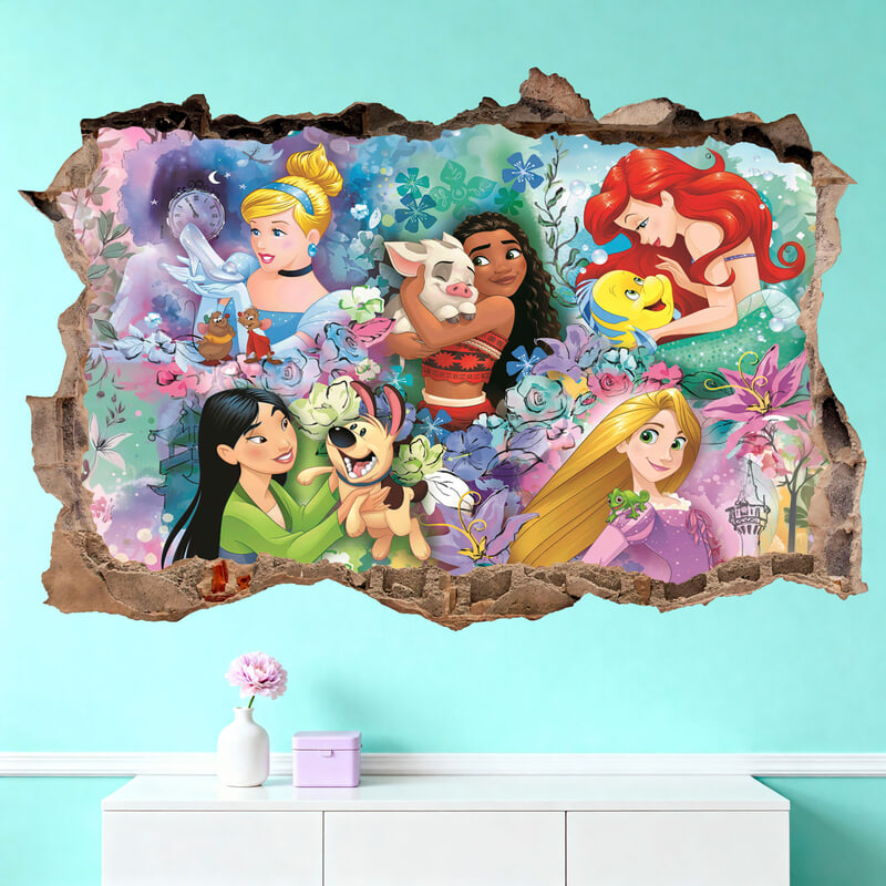 Vinilos Infantiles: Agujero de pared Princesas Dis