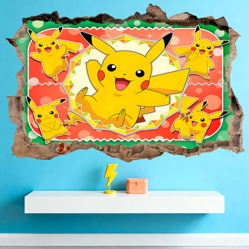 Vinilos Infantiles: Agujero de pared Pikachu Pokémon
