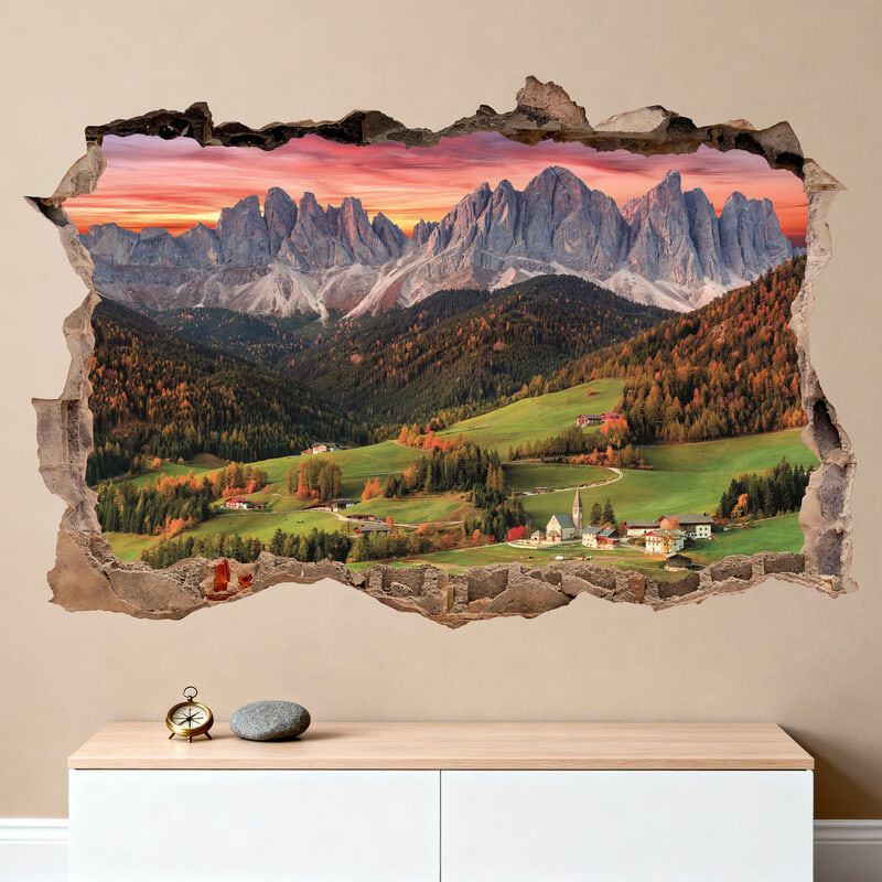 Vinilos Decorativos: Agujero de pared Alpes Italianos