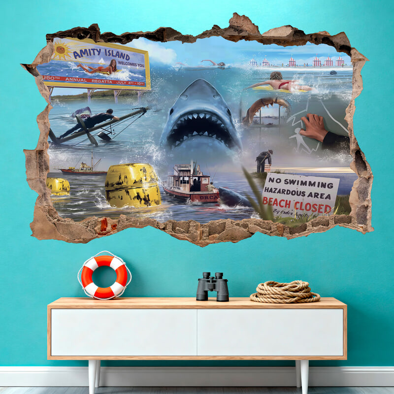 Vinilos Decorativos: Agujero de pared Tiburón Jaws
