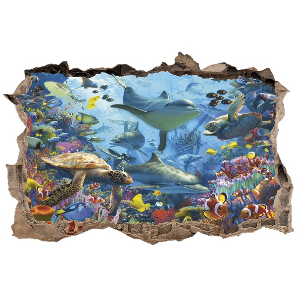 Vinilos Decorativos: Agujero de pared Mundo Marino