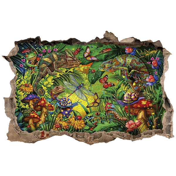 Vinilos Decorativos: Agujero de pared Camaleones en la Selva