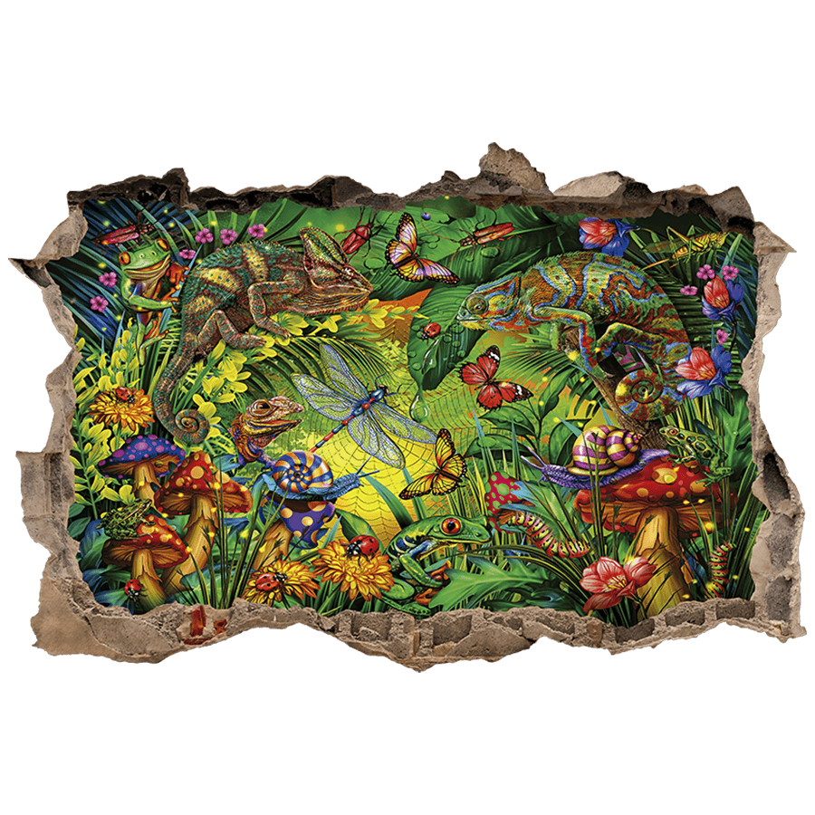 Vinilos Decorativos: Agujero de pared Camaleones en la Selva