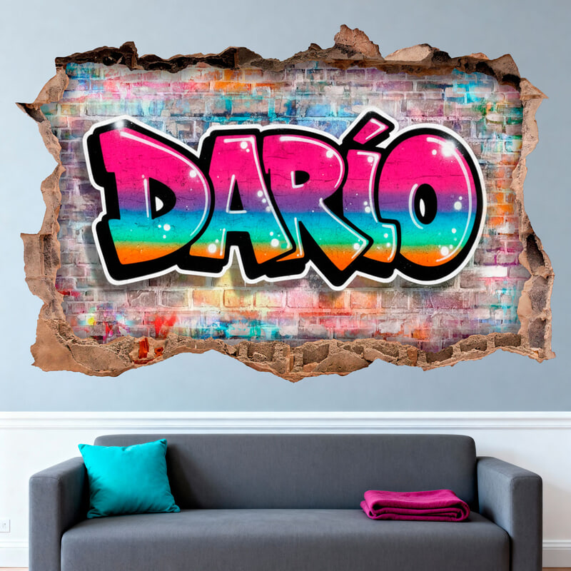 Vinilos Infantiles: Agujero de pared Graffiti Nombre Personalizado