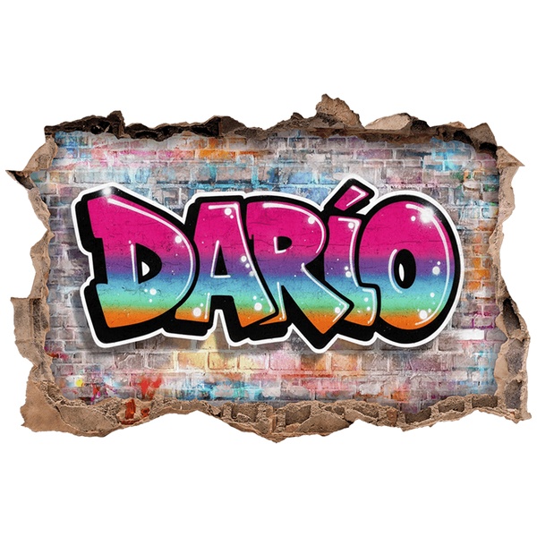Vinilos Infantiles: Agujero de pared Graffiti Nombre Personalizado