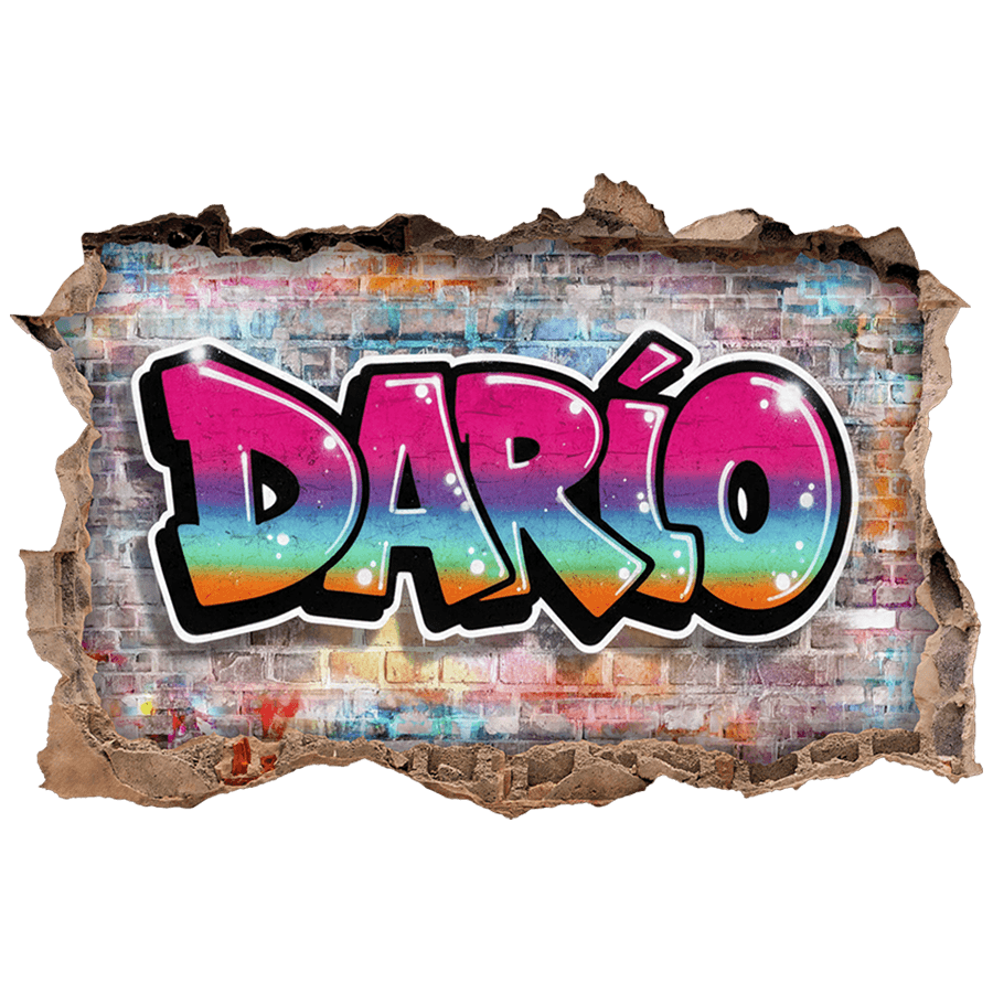 Vinilos Infantiles: Agujero de pared Graffiti Nombre Personalizado