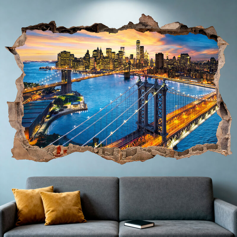 Vinilos Decorativos: Agujero de pared Puente de Brooklyn Nueva York