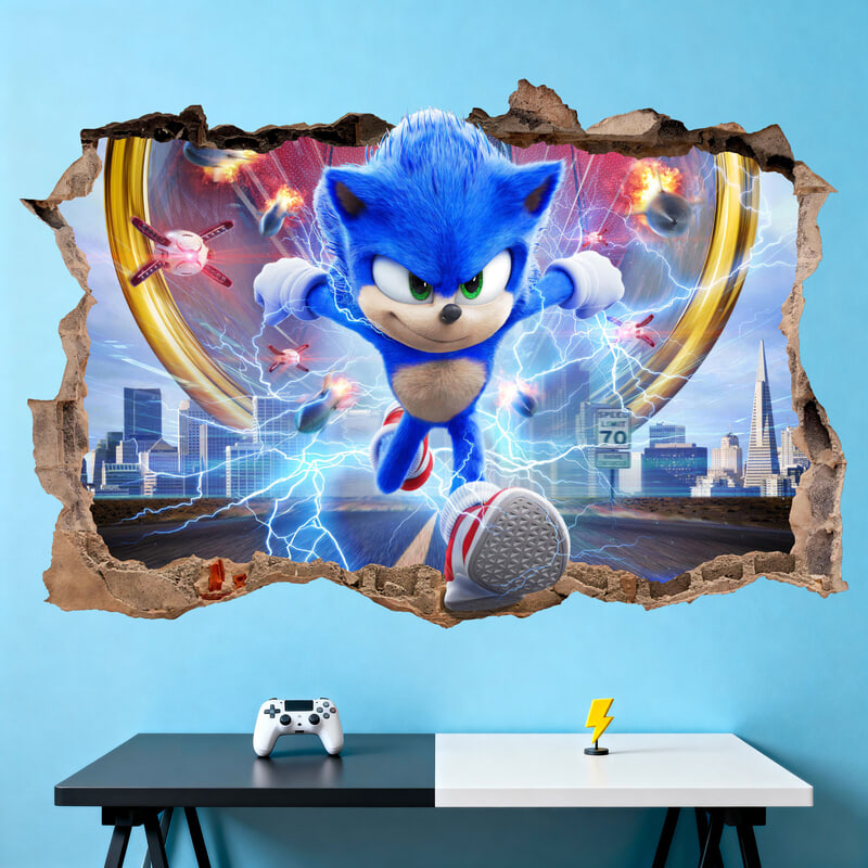 Vinilos Decorativos: Agujero de pared Sonic
