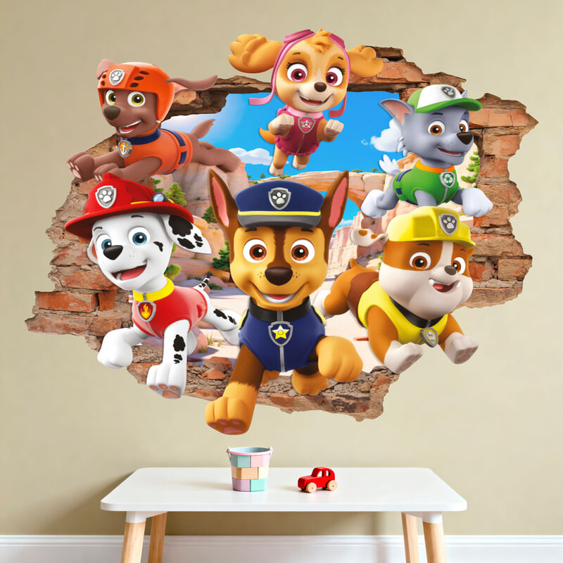 Vinilos Infantiles: Agujero de pared Patrulla Canina