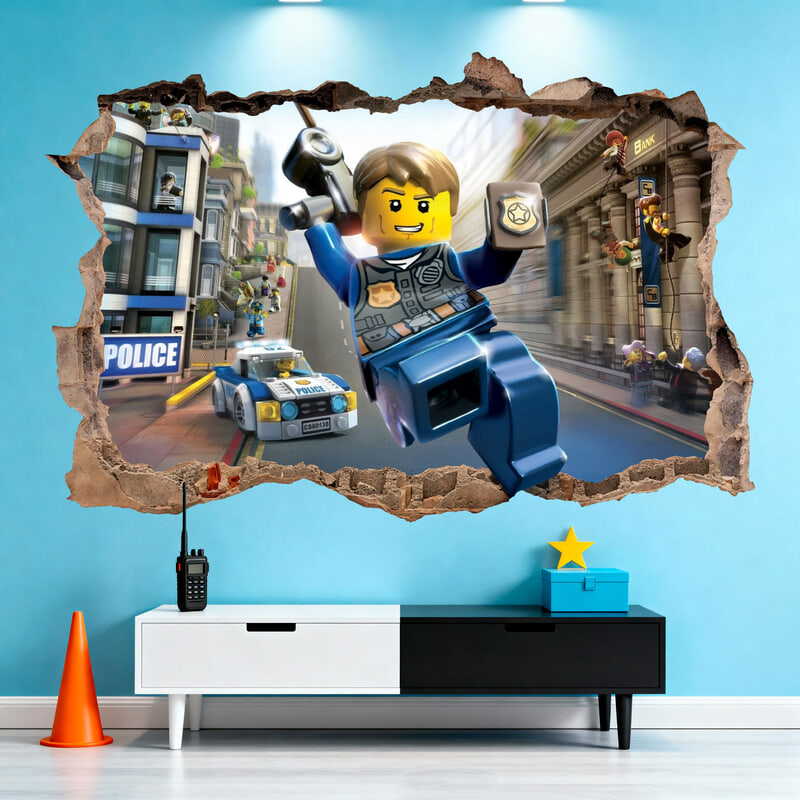 Vinilos Infantiles: Agujero de pared LEGO City Policía