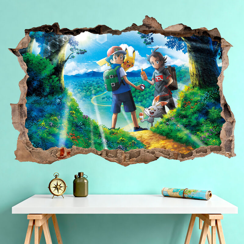 Vinilos Infantiles: Agujero de pared Entrenadores Pokémon