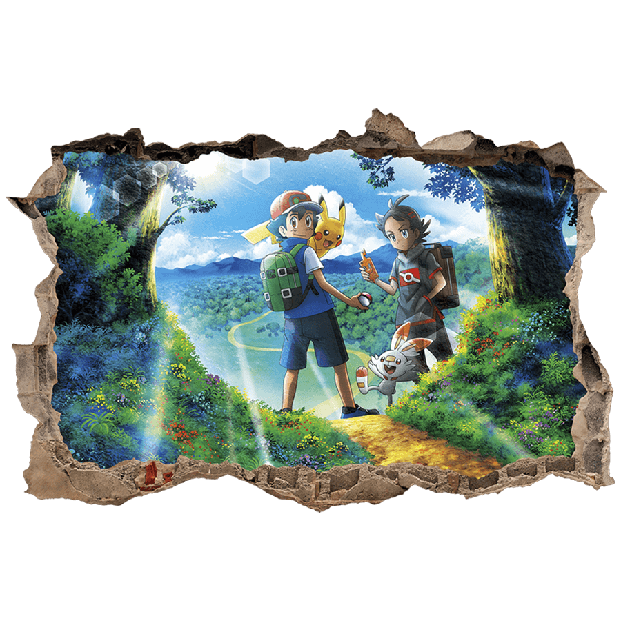 Vinilos Infantiles: Agujero de pared Entrenadores Pokémon