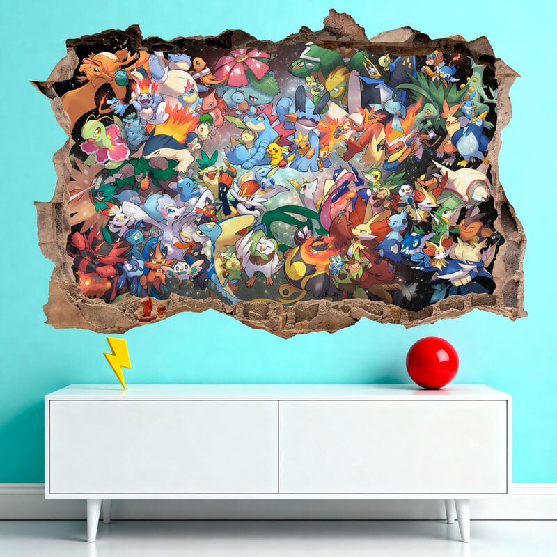 Vinilos Infantiles: Agujero de pared Mundo Pokémon
