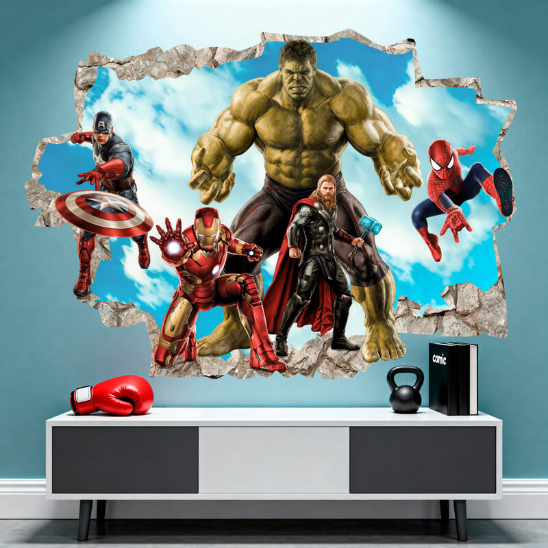 Vinilos Infantiles: Agujero de pared Superhéroes Marvel Avengers