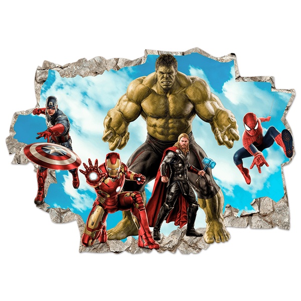 Vinilos Infantiles: Agujero de pared Superhéroes Marvel Avengers