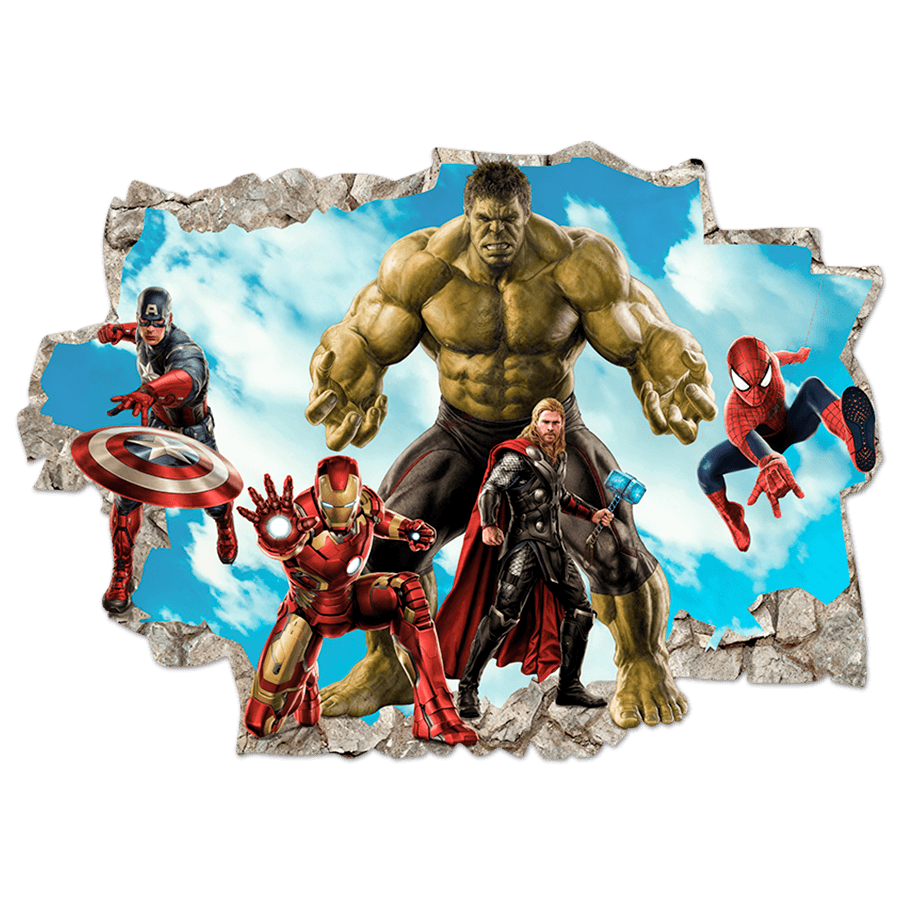 Vinilos Infantiles: Agujero de pared Superhéroes Marvel Avengers