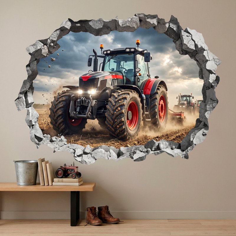 Vinilos Decorativos: Agujero de Muro Tractor de Campo