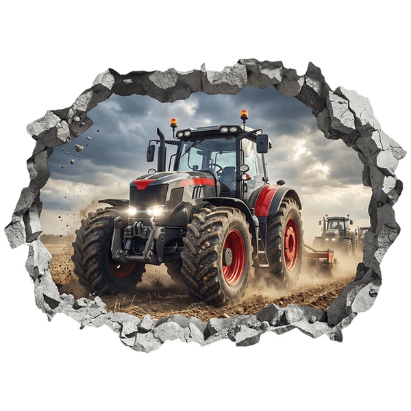 Vinilos Decorativos: Agujero de Muro Tractor de Campo