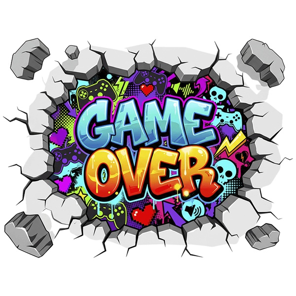 Vinilos Decorativos: Agujero de Muro Game Over Gamer